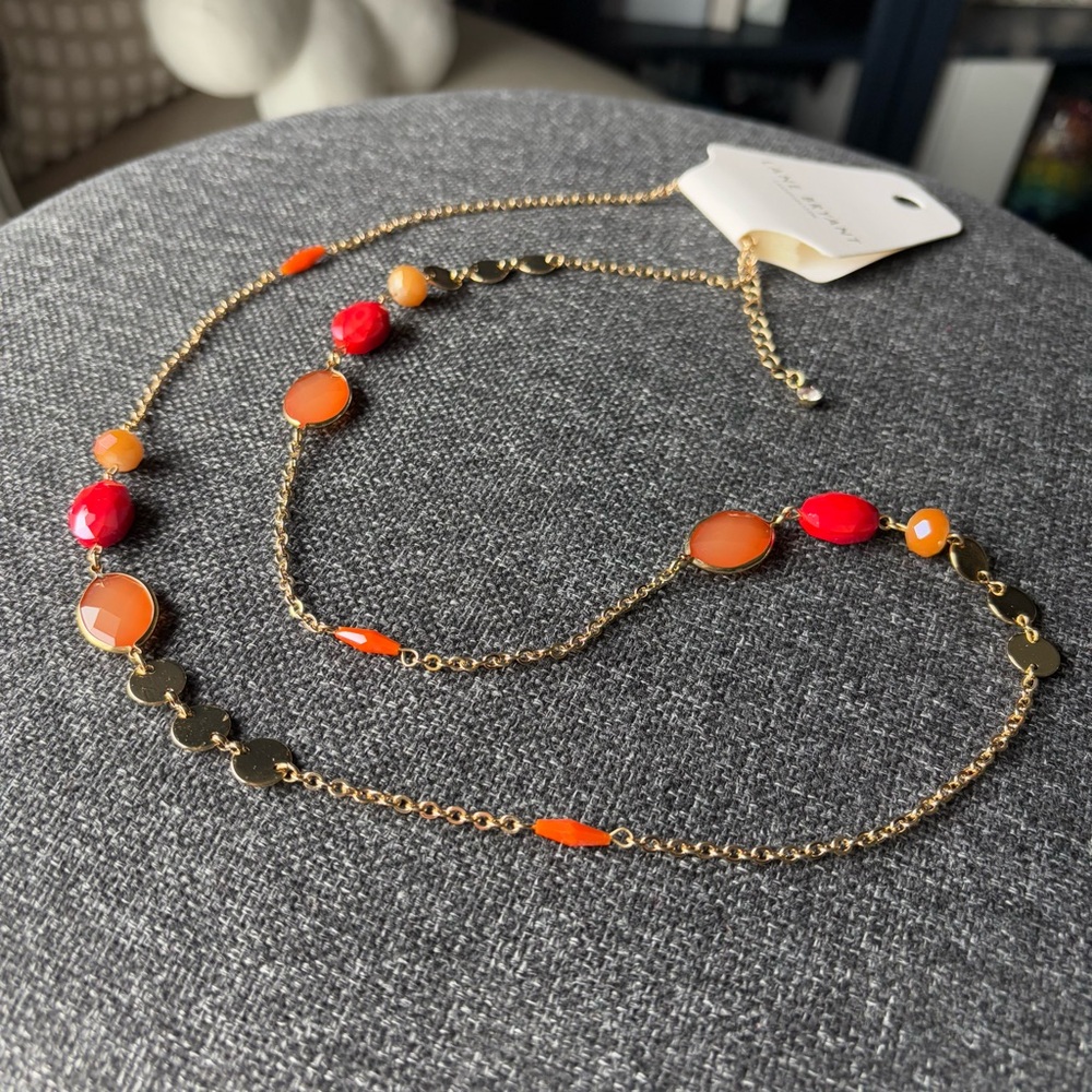 Lane Bryant Gold and Red Beaded Necklace